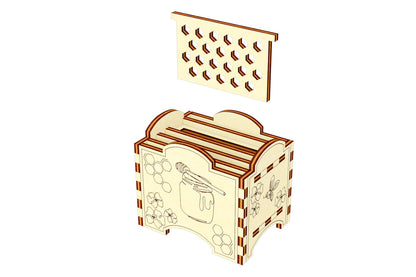 Honey Bee Hive Laser Cut Miniature - Delightful Hive Design with Removable Honeycombs and Whimsical Bee-inspired Patterns