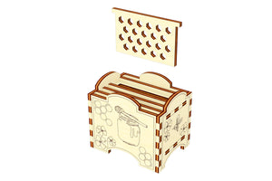 Honey Bee Hive Laser Cut Miniature - Delightful Hive Design with Removable Honeycombs and Whimsical Bee-inspired Patterns