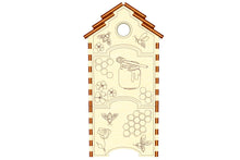 Load image into Gallery viewer, Laser Cut Honey Bee Hive Miniature - Front View of Intricately Designed Hive with Removable Parts and Delicate Honeycomb Details
