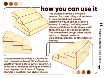 Three-tiered Display Stand laser cut model - Showcase your artwork or collectibles with elegance
