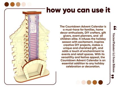 Downloadable laser cut plan for enchanting Countdown Advent Calendar