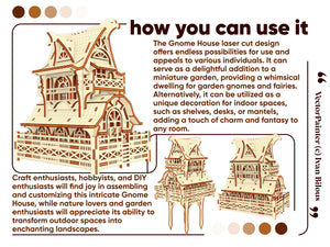 Laser cut wooden model of a Garden Gnome House, perfect for adding a touch of magic to your decor.