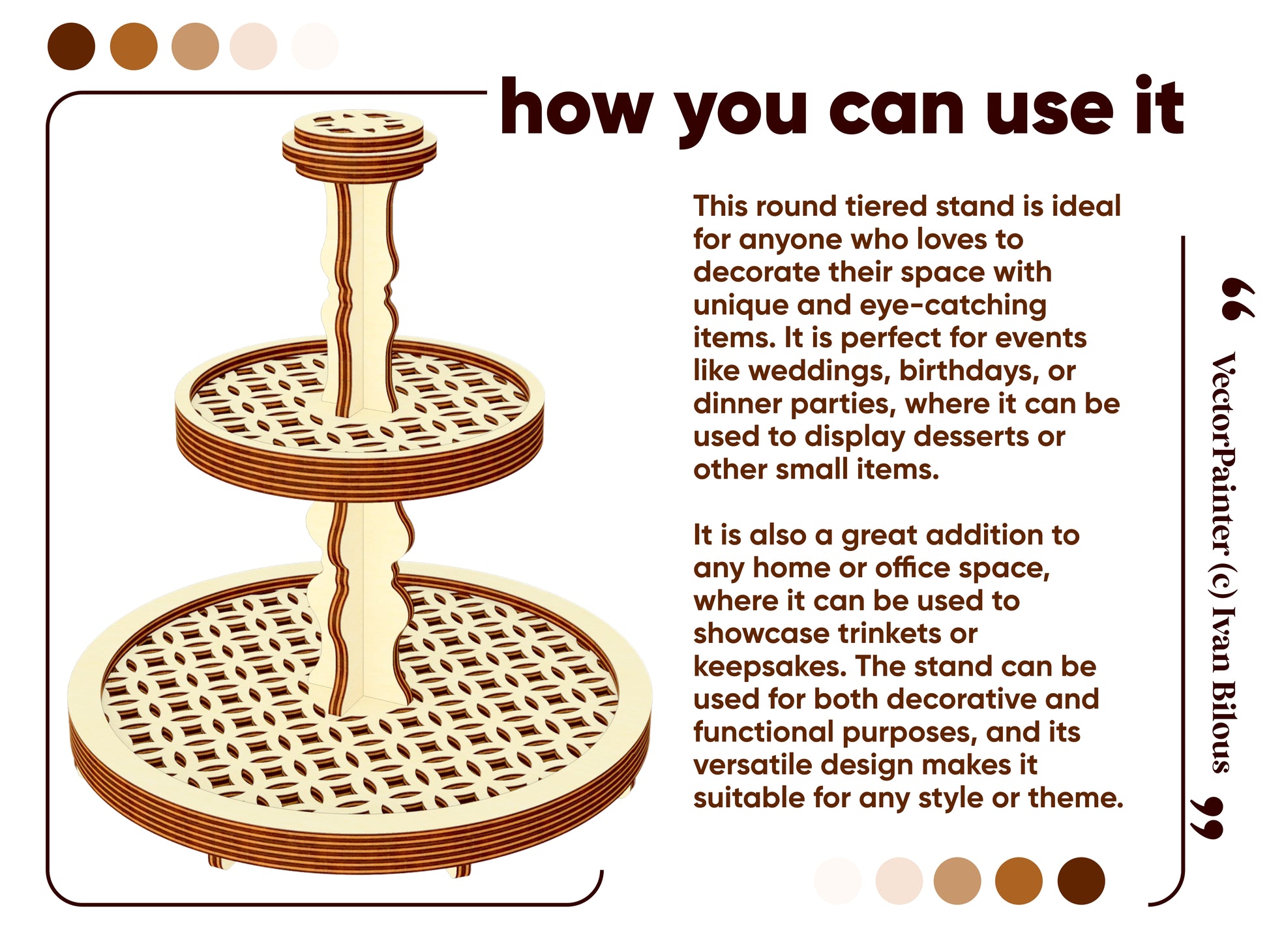 How to use laser cut tiered stand to display cupcakes, jewelry or other small stuffs.