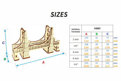 Bridge Width Chart Set of 10 Bridges - Laser Cut File – Vector Painter