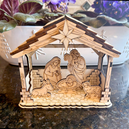 Nativity Barn with & without Holy Family