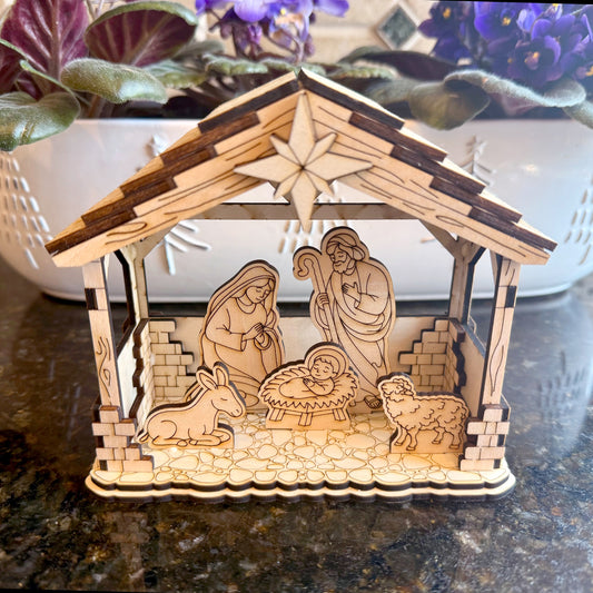 Nativity Barn with & without Holy Family