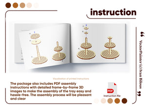 Laser cut tiered stand assembly manual with step-by-step pictures