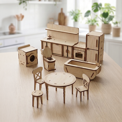 Muebles de cocina para casa de muñecas - Archivo de corte láser SVG y DXF