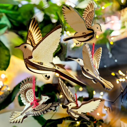 Bird Ornaments - Dove, Robin, Swallow, Blue Jay, and Hummingbird