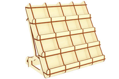 Downloadable and easy-to-assemble laser cut file for counter stand.