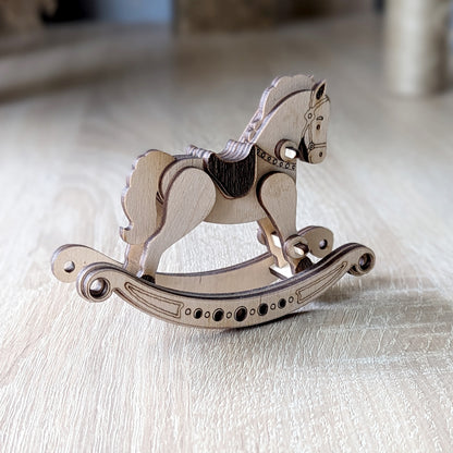 Laser Cut Design of plywood rocking horse, ready-made vector files