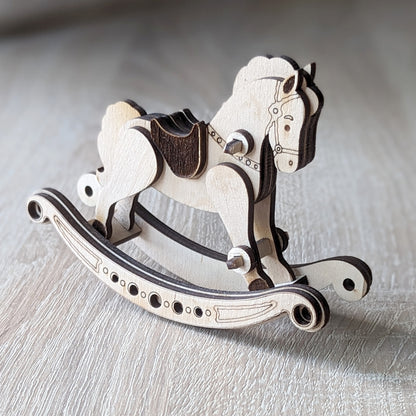 Laser Cut Design of plywood rocking horse, ready-made vector files