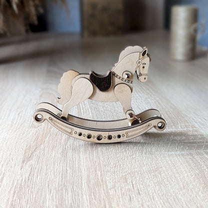 Laser Cut Design of plywood rocking horse, ready-made vector files