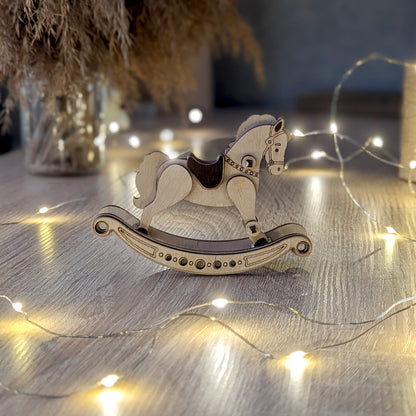 Laser Cut Design of plywood rocking horse, ready-made vector files