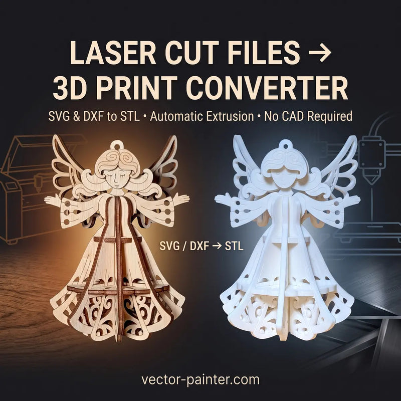 Free laser cut SVG and DXF to STL converter for automatic extrusion and 3D printing