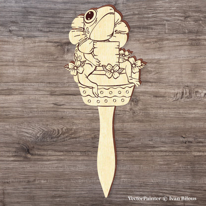 Plant Pick Set of 3 - Snail with Mushrooms, Frog and Cat Set