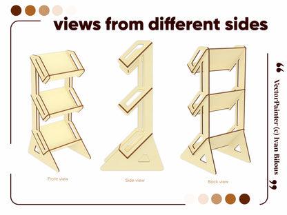 Detailed laser cut plan for 3-tiered tray in SVG format