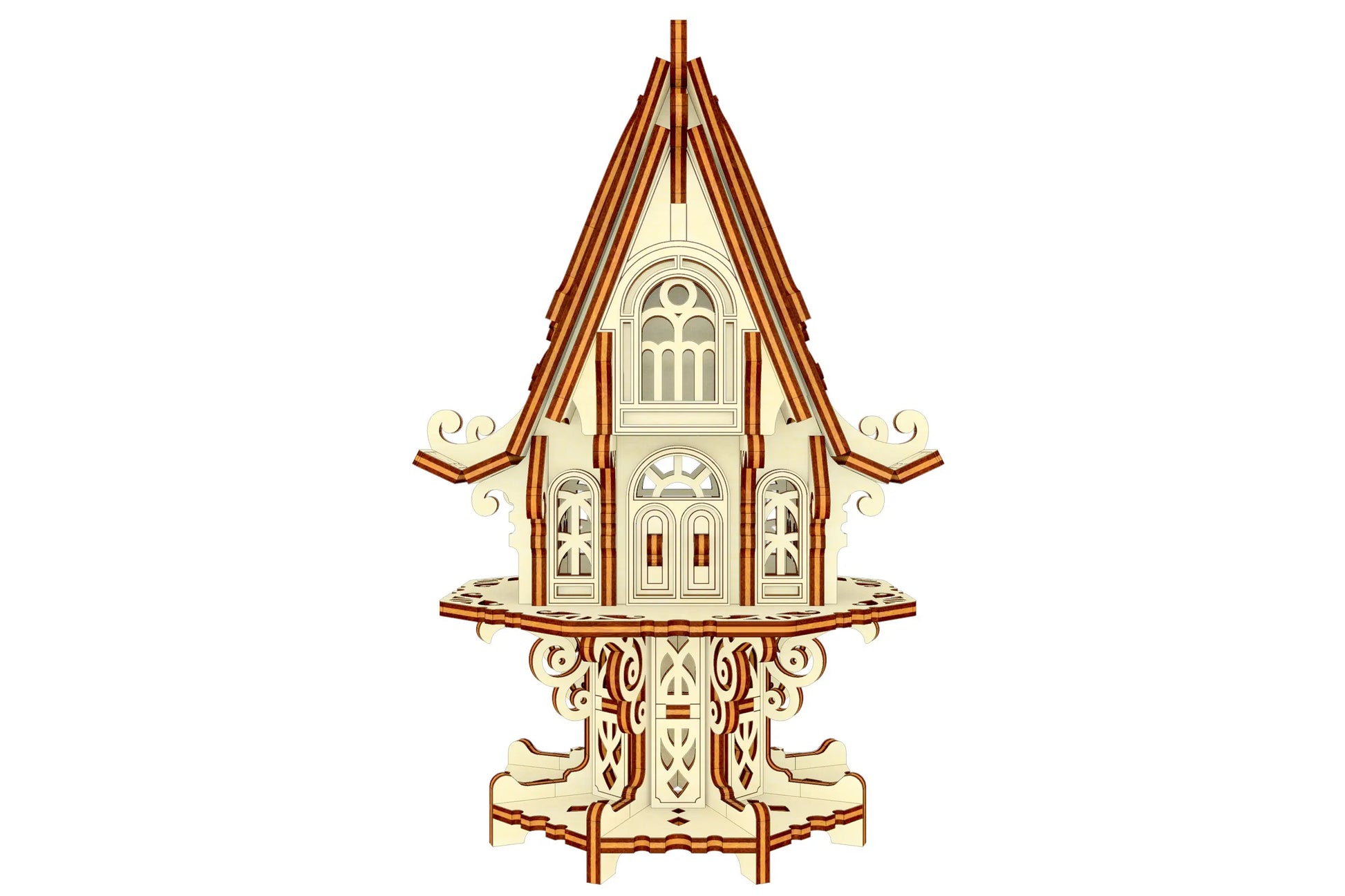 Garden Elf House design: plywood-friendly laser cutting template