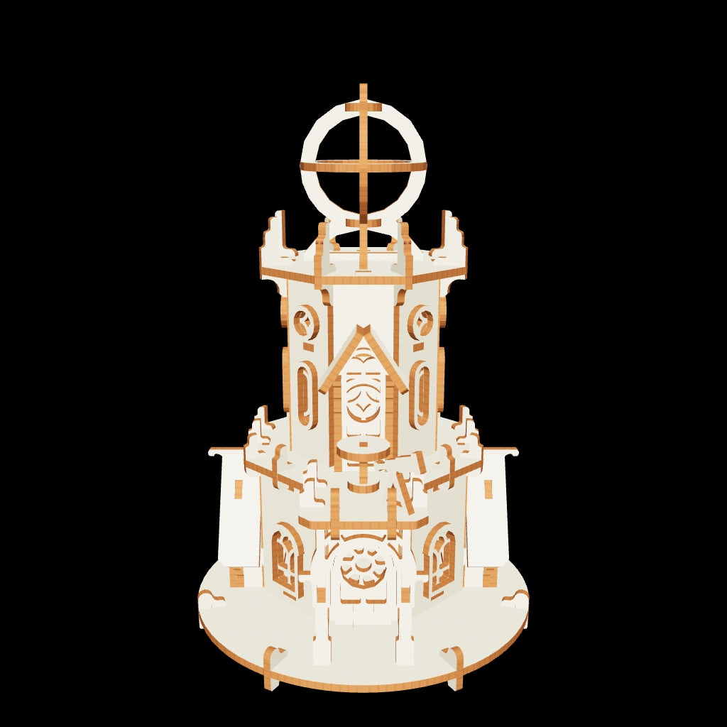3D astronomical observatory project, crafted from natural laser cut plywood sheets.