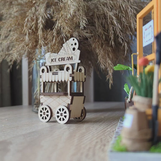 Ice Cream Cart Ornament & Miniature - Laser Cut File SVG & DXF