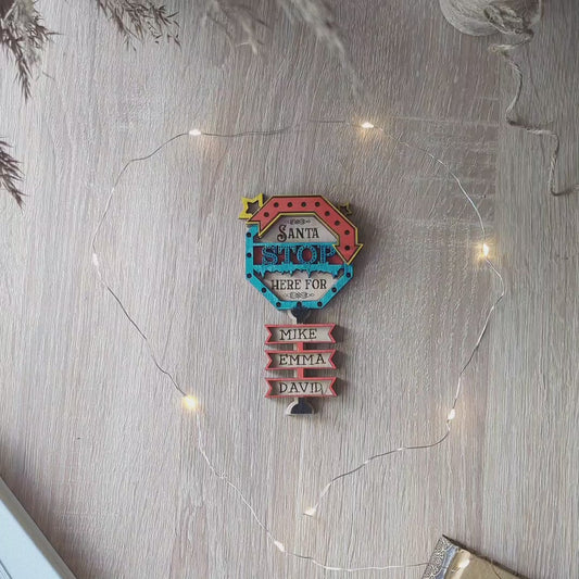 Santa Stop Here Sign Ornament - Laser Cut File SVG & DXF