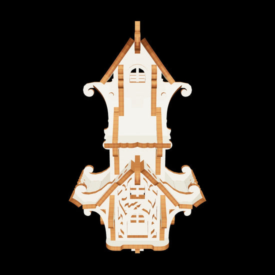 Assembled vintage carriage puzzle model built of laser cut plywood sheet