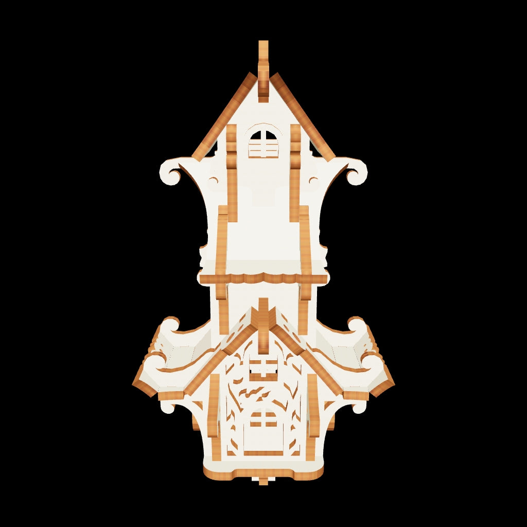 Assembled vintage carriage puzzle model built of laser cut plywood sheet