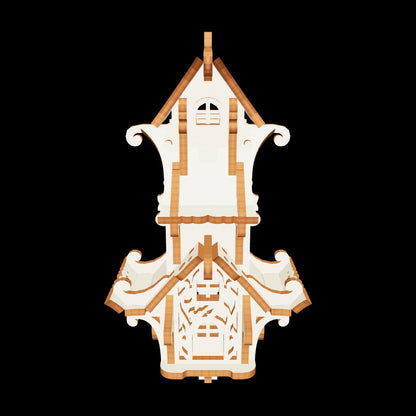 Assembled vintage carriage puzzle model built of laser cut plywood sheet