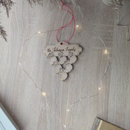 Family Ornament - Custom Christmas Socks - Laser Cut File SVG & DXF