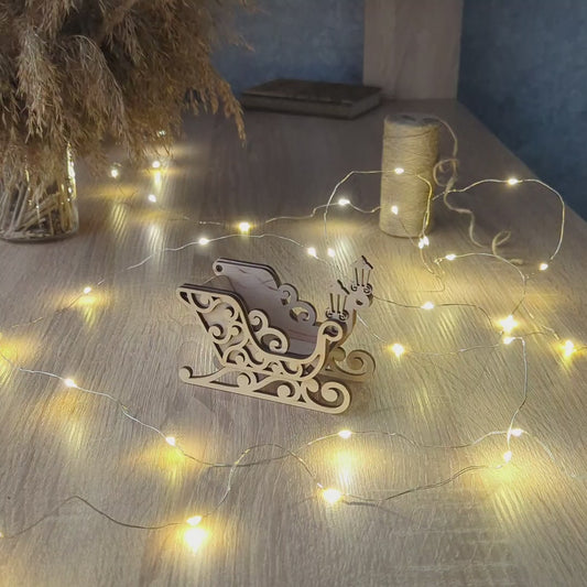 Santa's Sleigh Ornaments - Set of 5 - Laser Cut File SVG & DXF