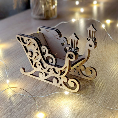 Santa's Sleigh Ornaments - Set of 5