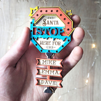 Santa Stop Here Sign Ornament