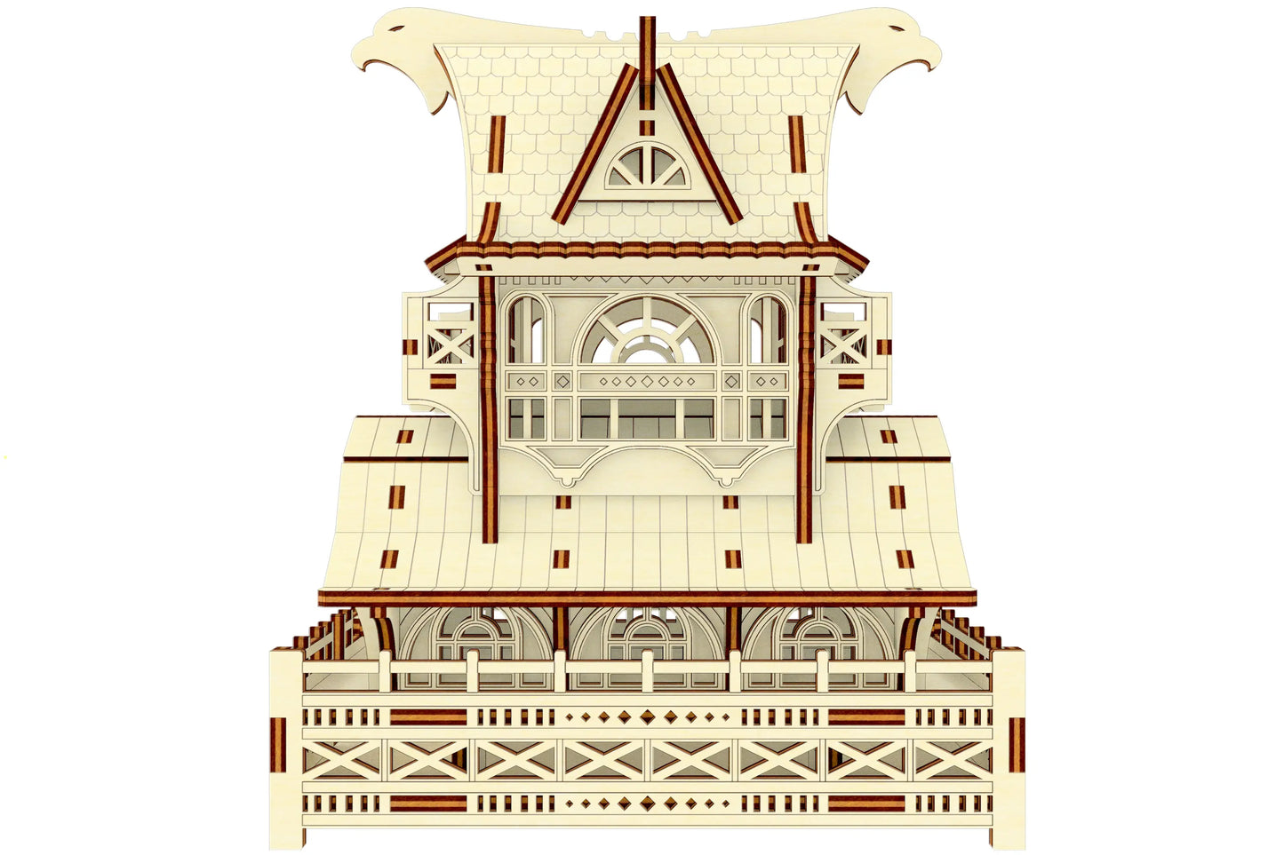 Laser cut wooden model of a Garden Gnome House, perfect for adding a touch of magic to your decor.