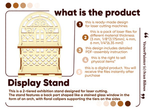 Description and images of 2-tiered laser cut display stand