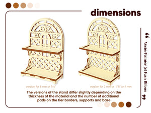 Dimensions of the 2-tiered laser cut display stand