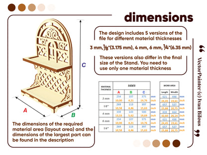 Dimensions of the 2-tiered laser cut exhibition stand