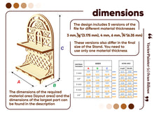 Load image into Gallery viewer, Dimensions of the 2-tiered laser cut exhibition stand
