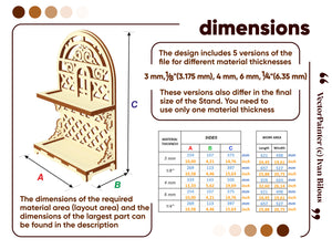 Dimensions of the 2-tiered laser cut exhibition stand
