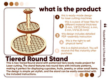 Load image into Gallery viewer, Laser cut round tiered Tray with patterned shelves - Ready made project for laser cutting machines
