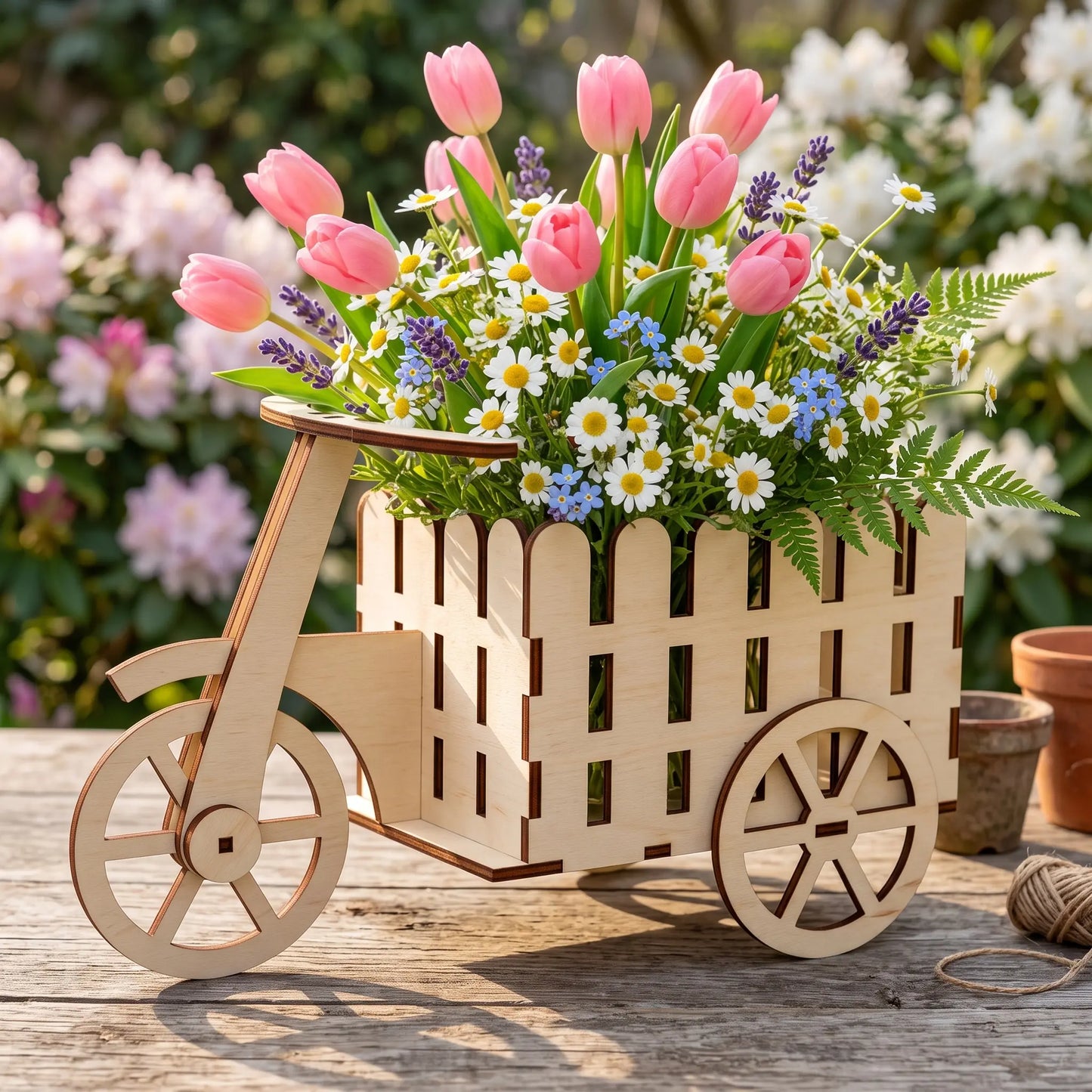 Tricycle Planter SVG, Flower Basket Laser Cut File