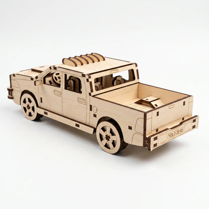 Clean up photo of back view of pickup truck laser cut model