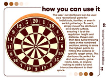 Load image into Gallery viewer, Laser cut dartboard hanging on a wall, ready for gameplay
