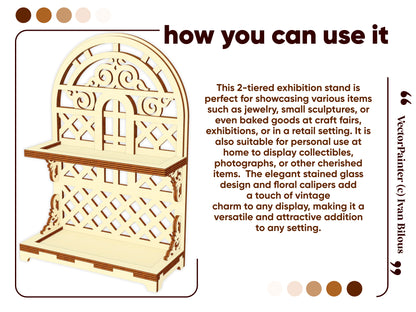 How to use the laser cut tiered tray with stained glass window and floral elements