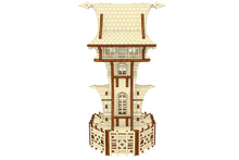 Load image into Gallery viewer, Intricate laser cut model: Garden Magic Tower with decorative elements
