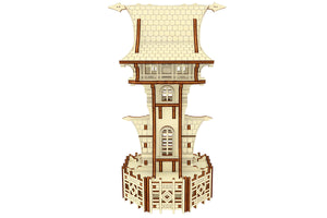 Intricate laser cut model: Garden Magic Tower with decorative elements