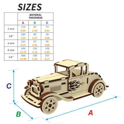 Old Car Miniature with Moving wheels