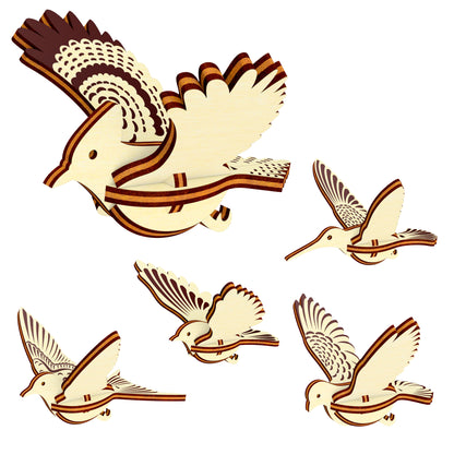 Bird Ornaments - Dove, Robin, Swallow, Blue Jay, and Hummingbird