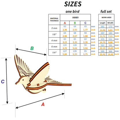 Bird Ornaments - Dove, Robin, Swallow, Blue Jay, and Hummingbird