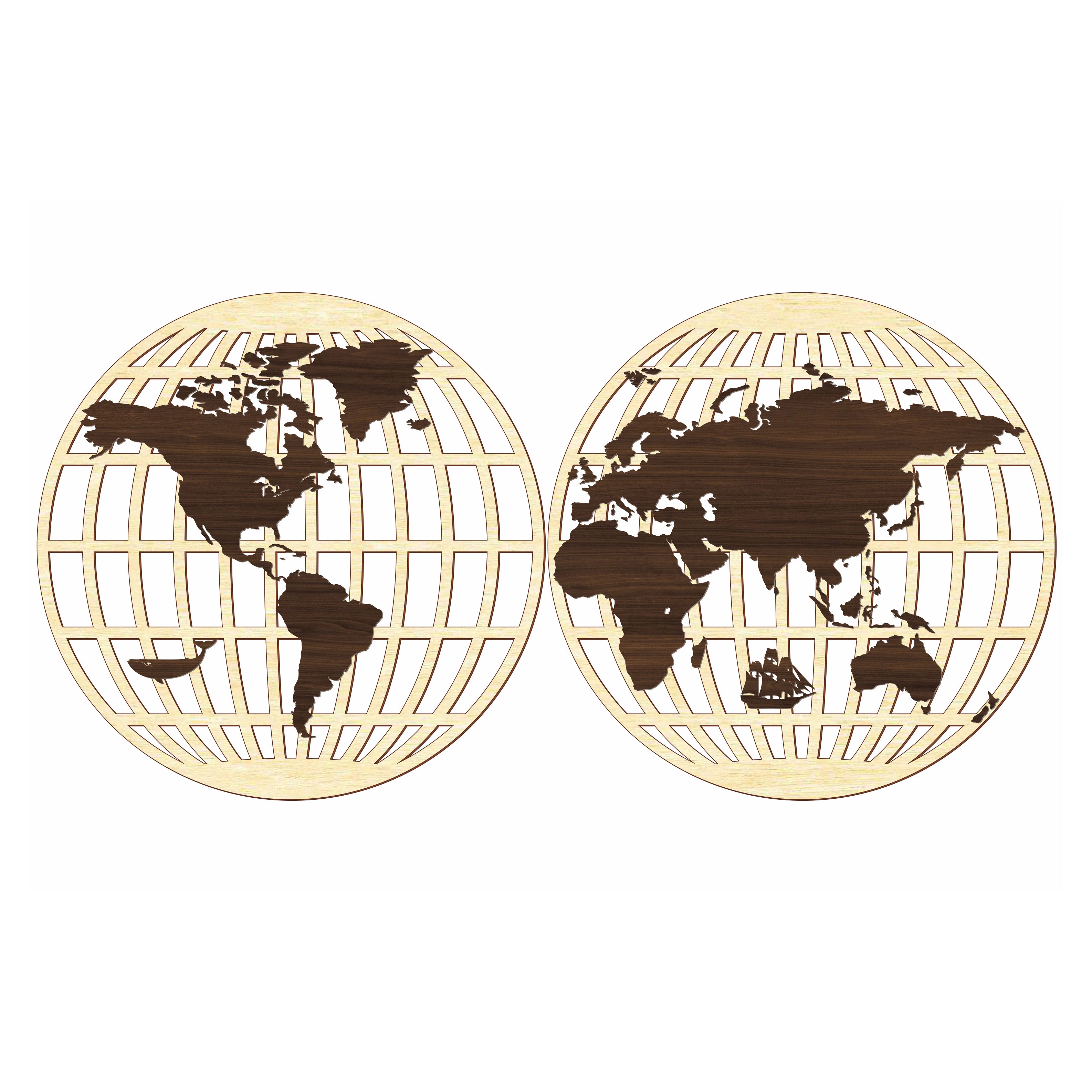 World Rode Map Round World Map - Laser Cut File SVG & DXF – Vector Painter