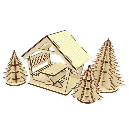 Alcove with Christmas trees